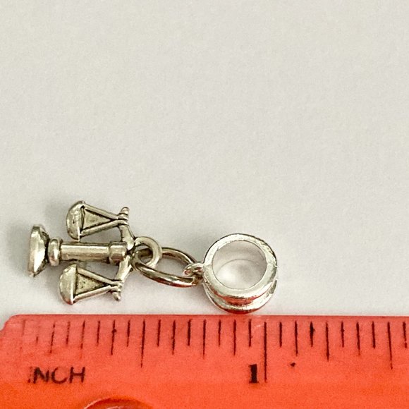 Scales of Justice European Bead Slider Charm SilverTone Zodiac Libra Lawyer Gift - Picture 7 of 7